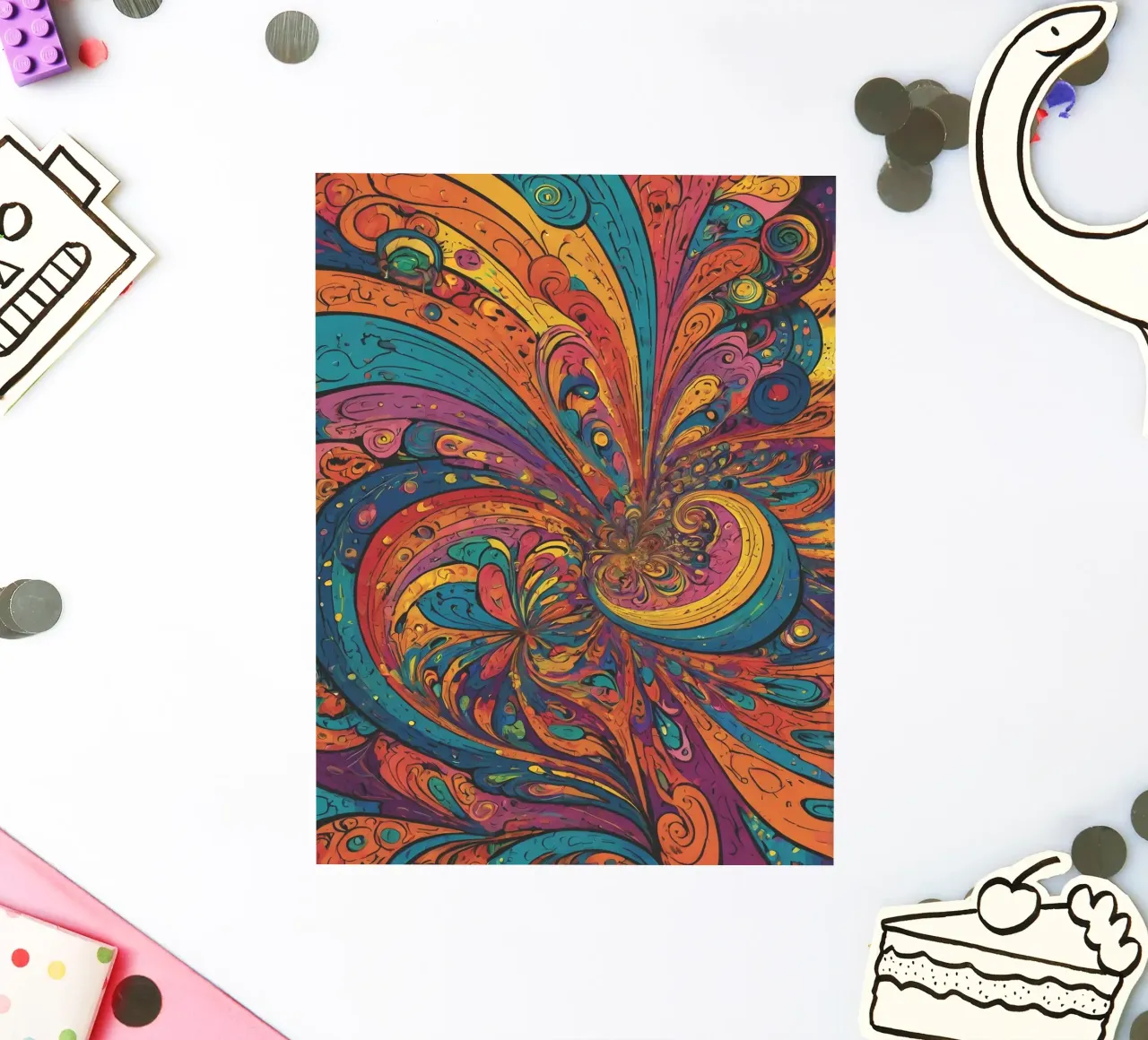 Psychedelic Pattern sticker by Charnwood Prints