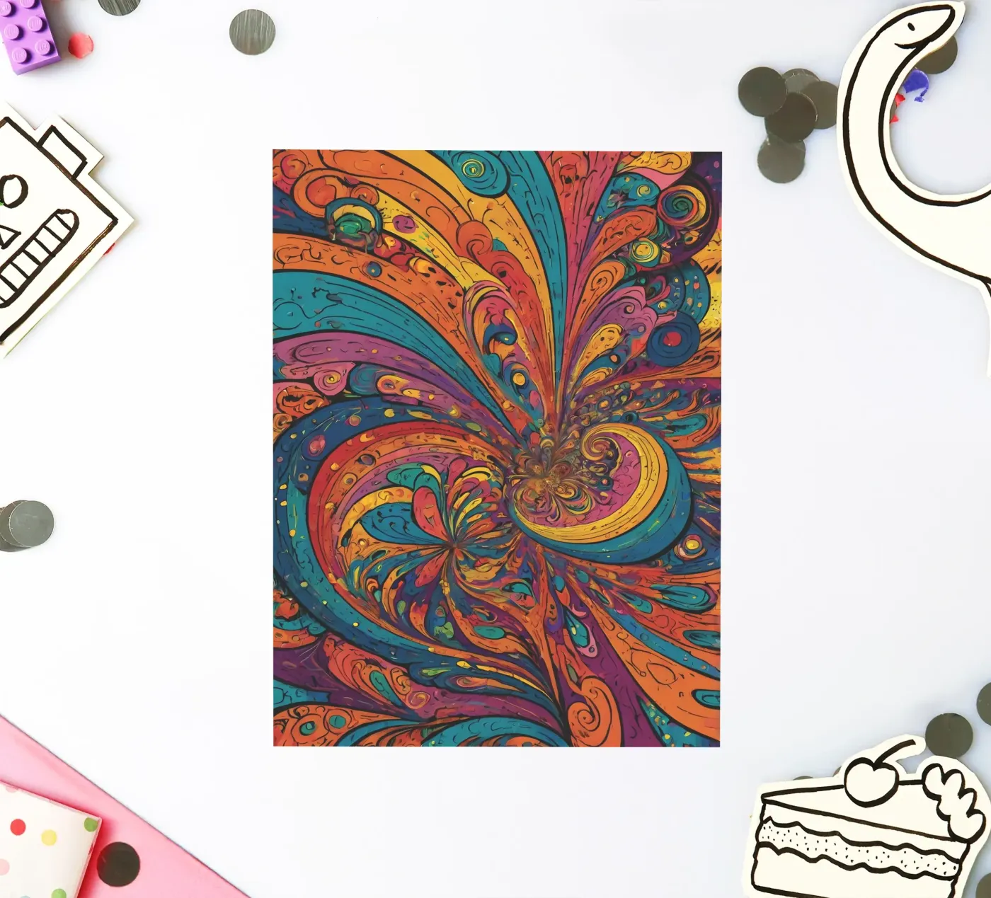 Psychedelic Pattern sticker van Charnwood Prints