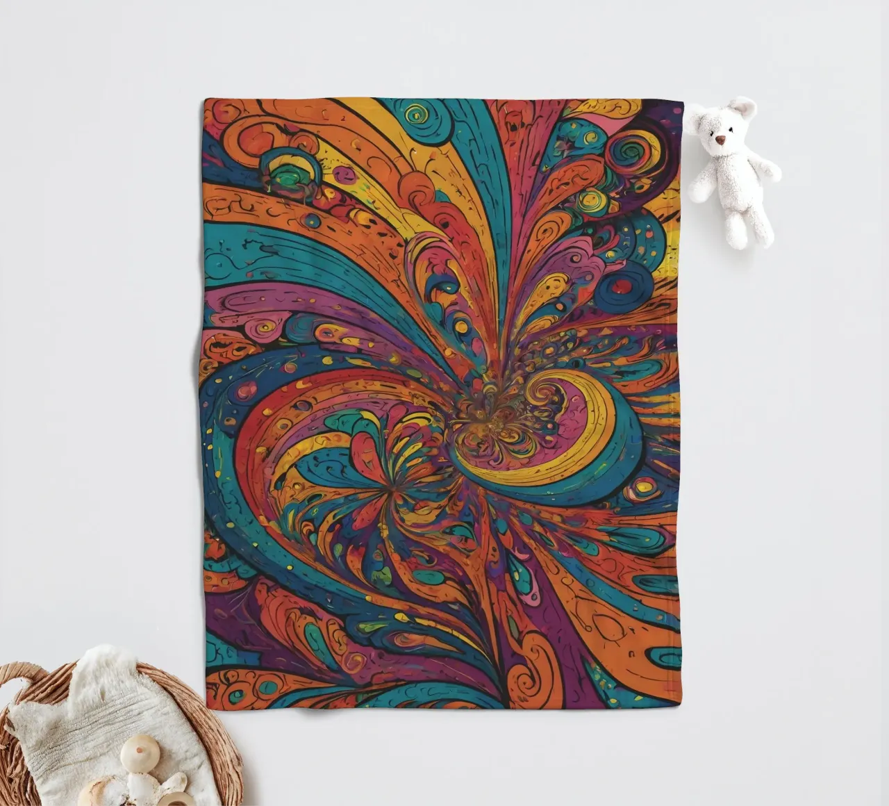 Psychedelic Pattern fleece blanket by Charnwood Prints