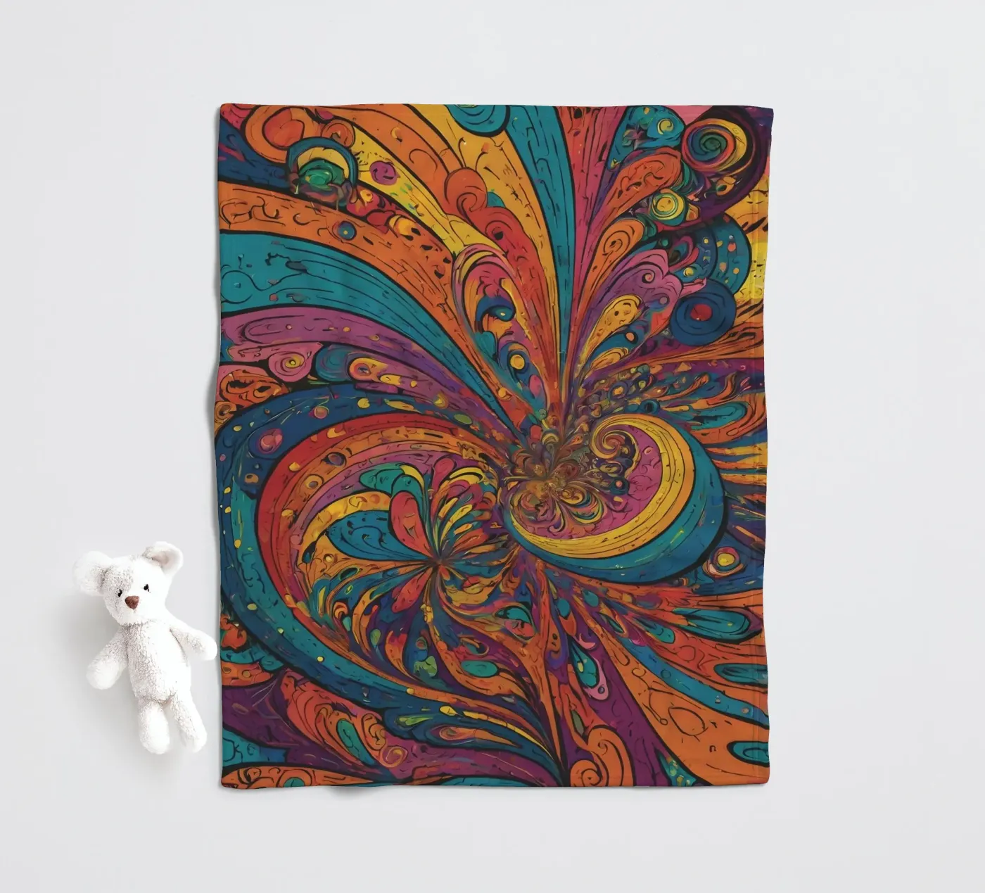 Psychedelic Pattern fleece blanket by Charnwood Prints