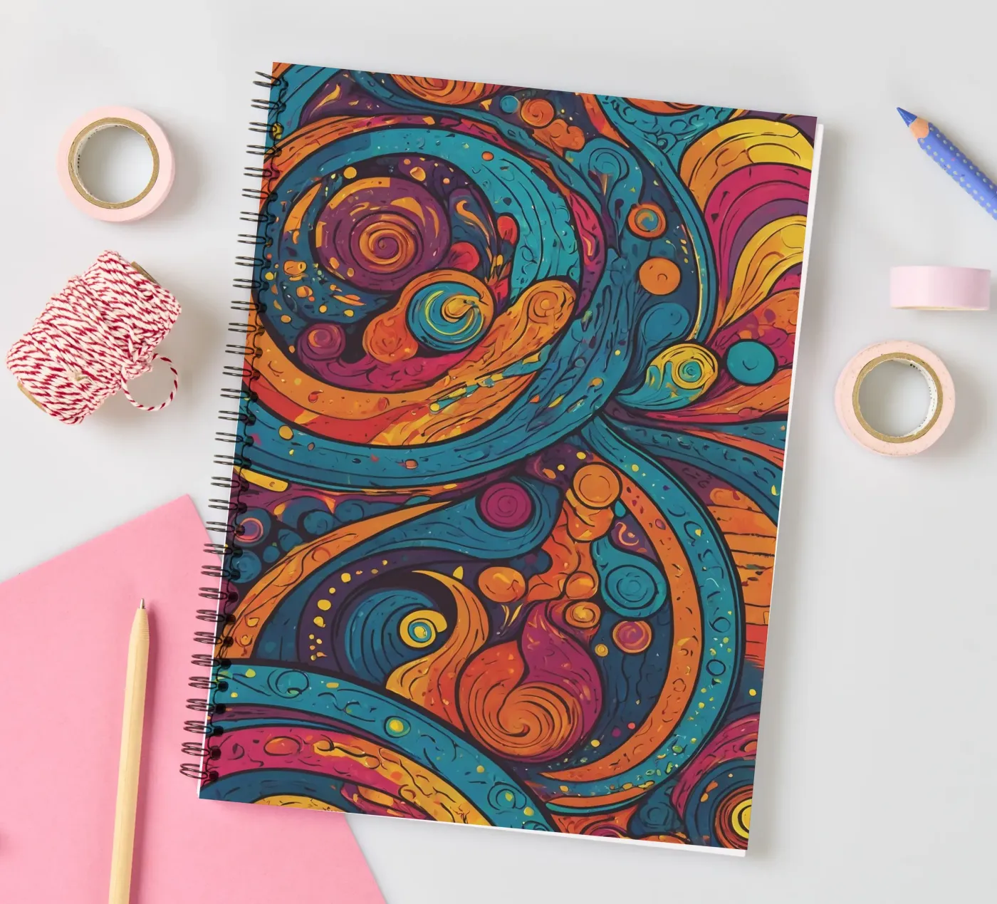 Psychedelic Pattern spiral notebook by Charnwood Prints
