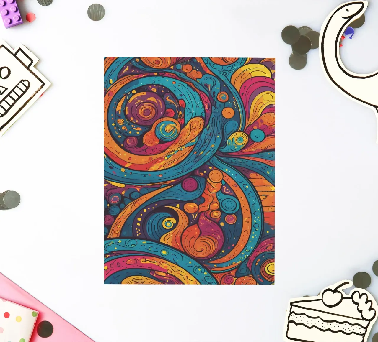 Psychedelic Pattern sticker by Charnwood Prints