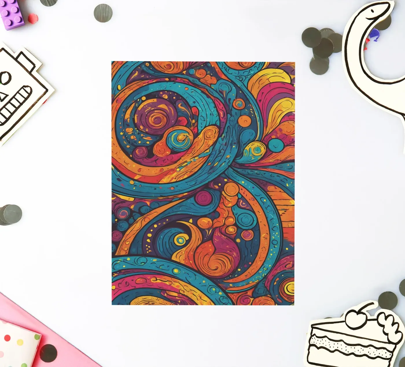 Psychedelic Pattern sticker by Charnwood Prints