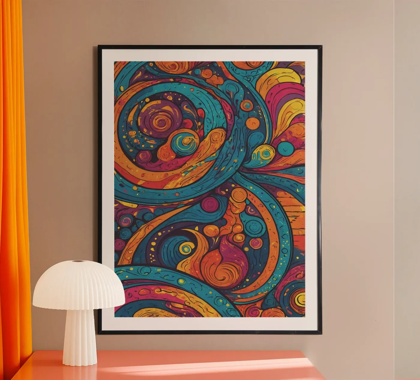 Psychedelisch patroon hahnemühle van Charnwood Prints