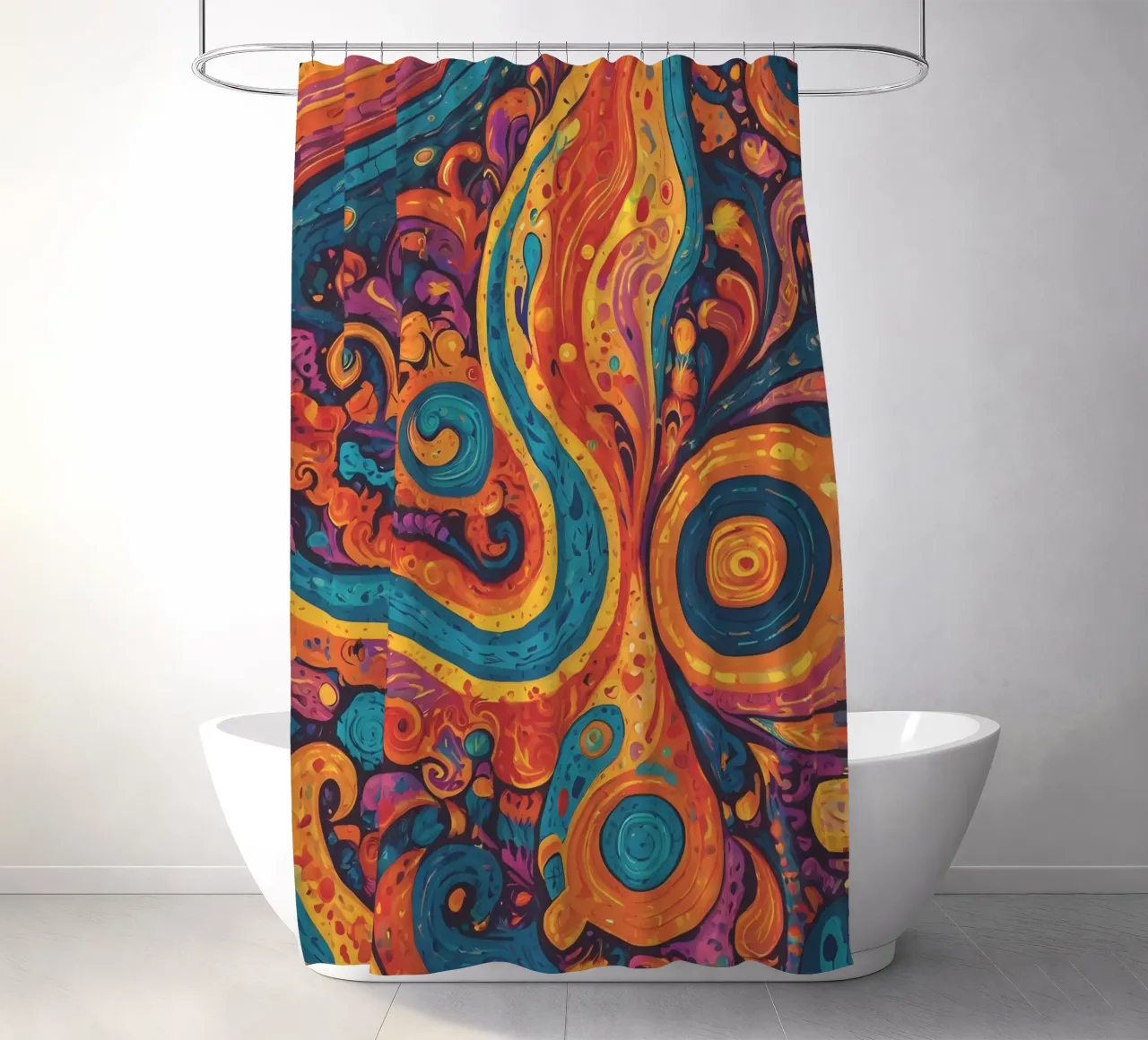 Psychedelic Pattern shower curtain by Charnwood Prints