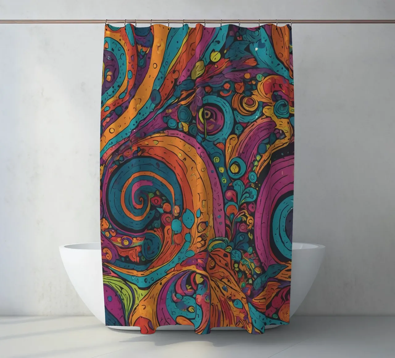 Psychedelic Pattern shower curtain by Charnwood Prints