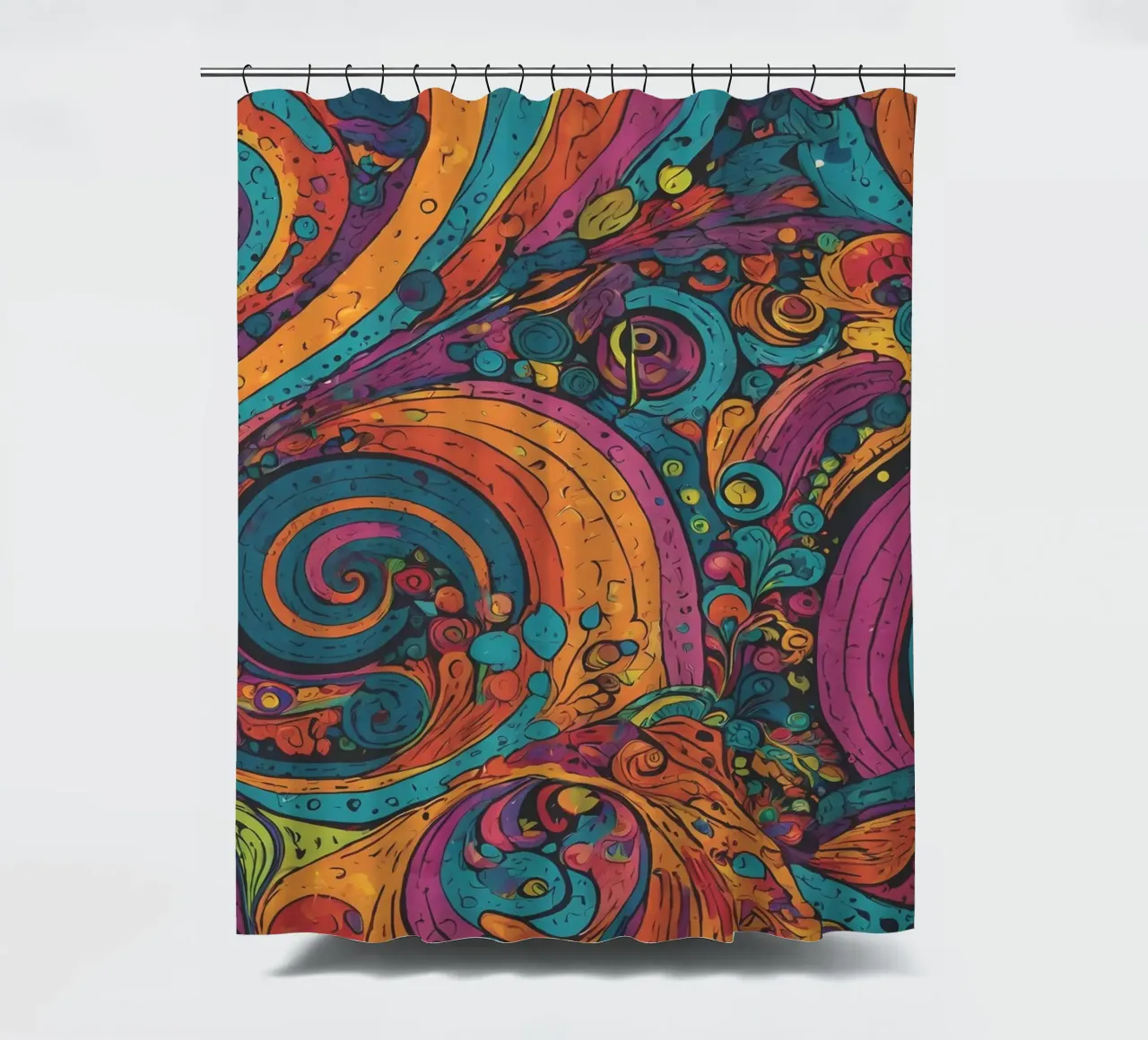 Psychedelic Pattern shower curtain by Charnwood Prints