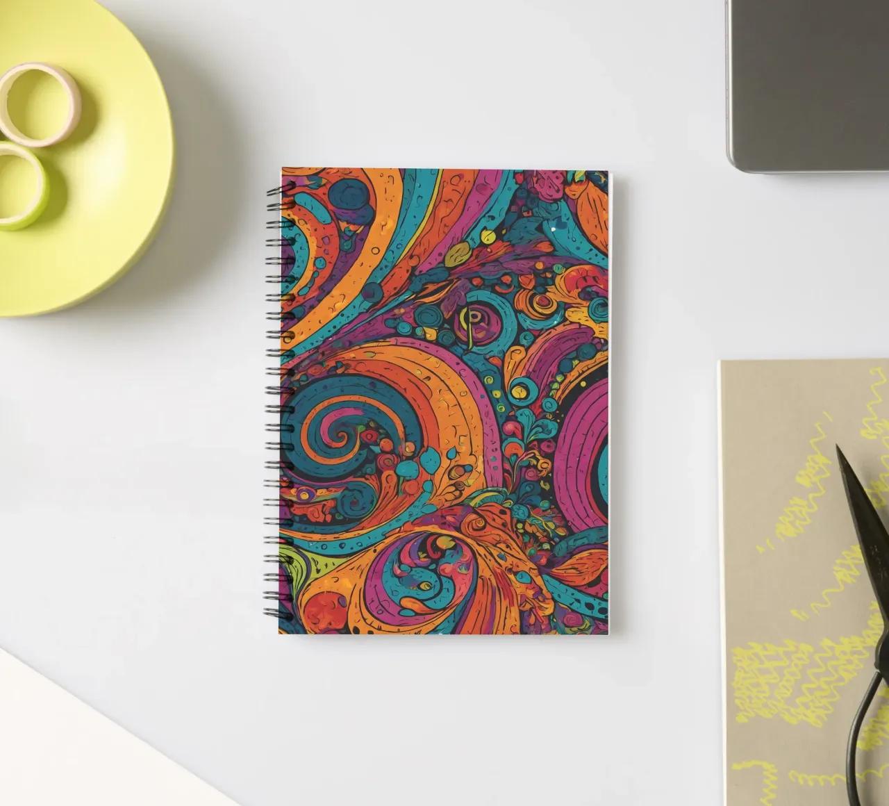 Psychedelic Pattern spiral notebook by Charnwood Prints