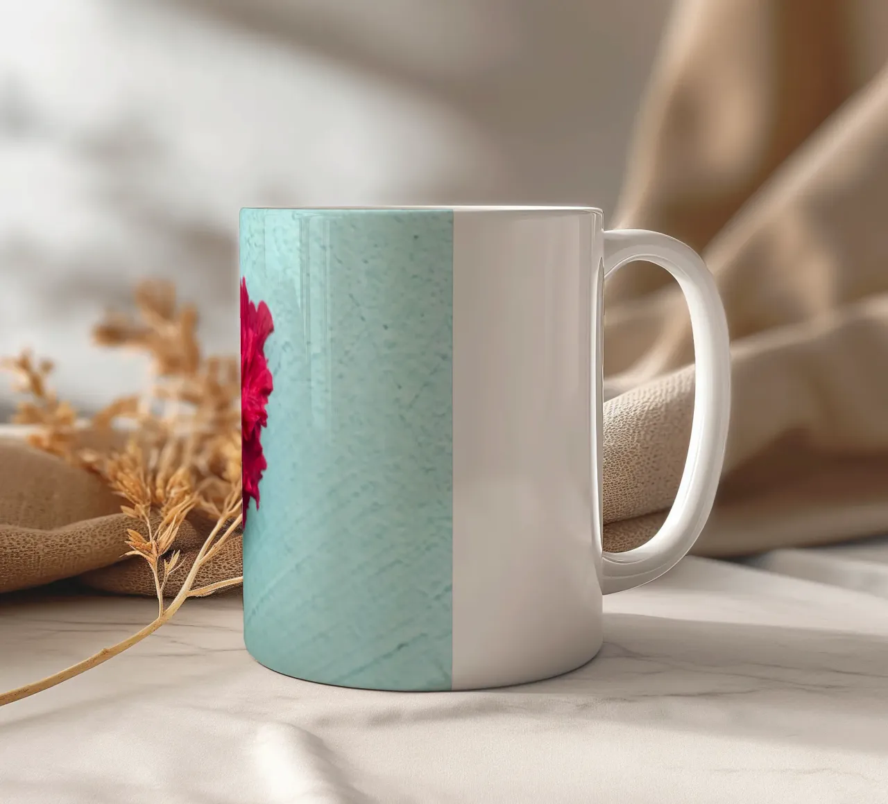 Exotic Romance – Heart-Shaped Hibiscus Flower ceramic mug by Curious Collections by Marielle Leenders