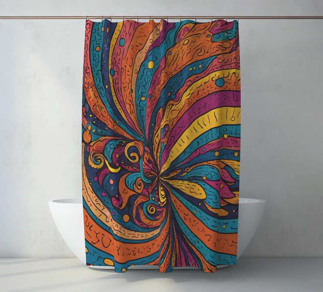 Psychedelic Pattern shower curtain by Charnwood Prints