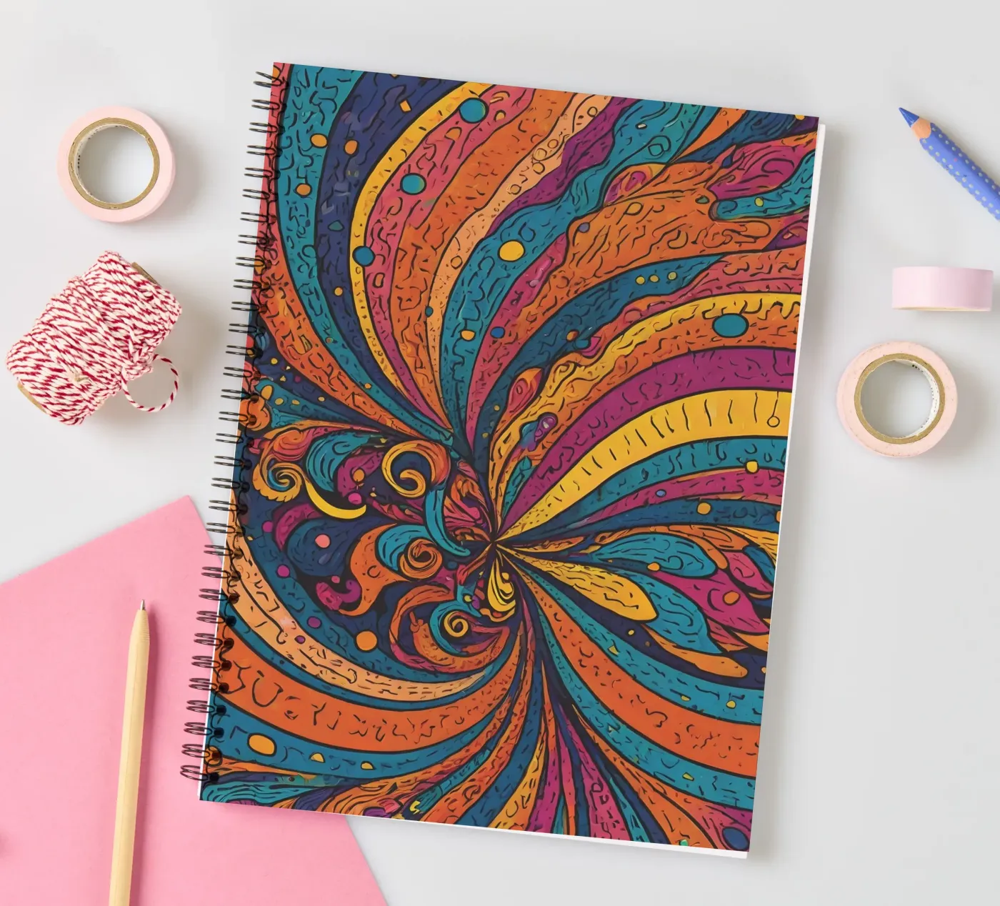 Psychedelic Pattern spiral notebook by Charnwood Prints