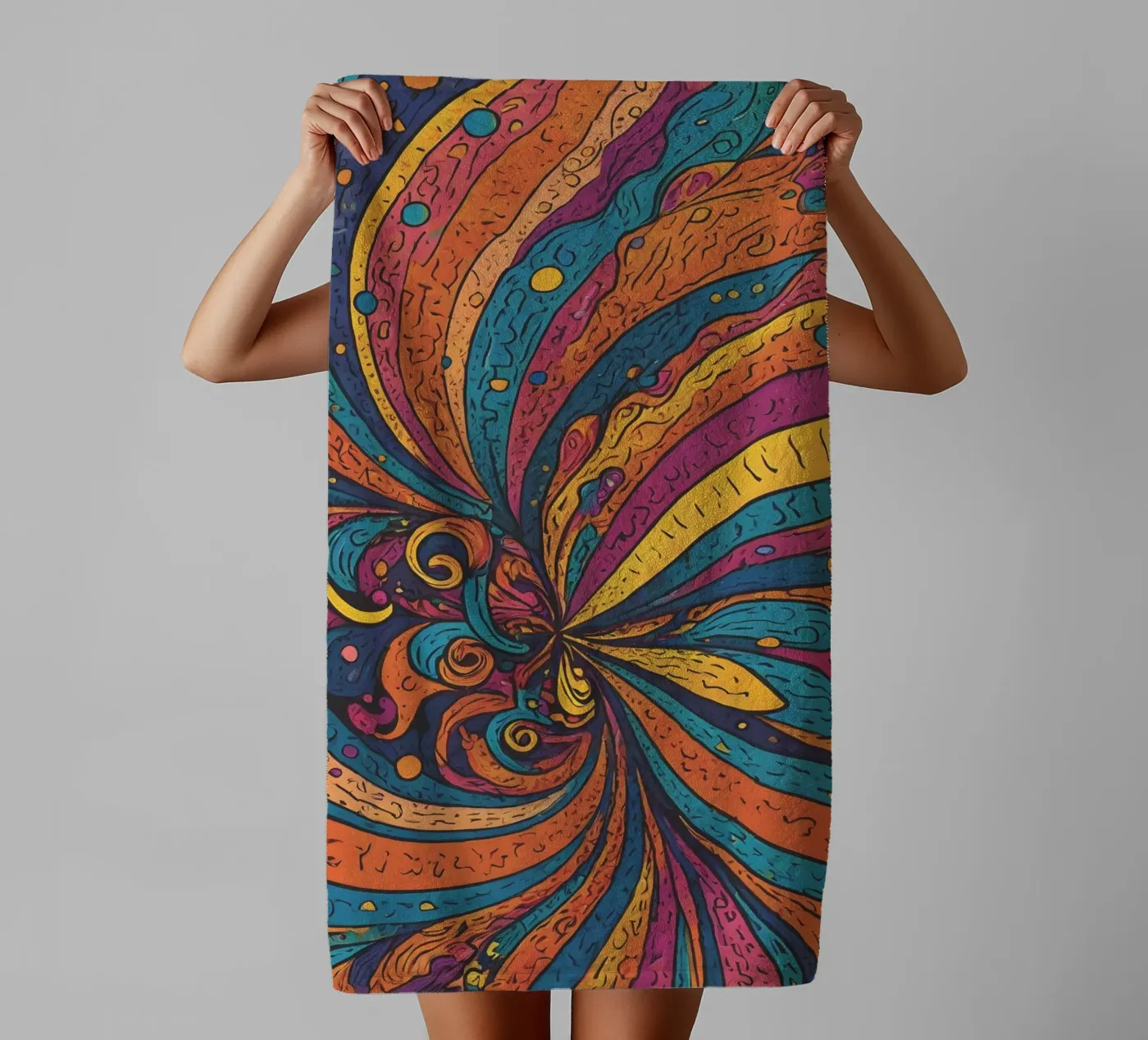 Psychedelisch patroon badhanddoek van Charnwood Prints