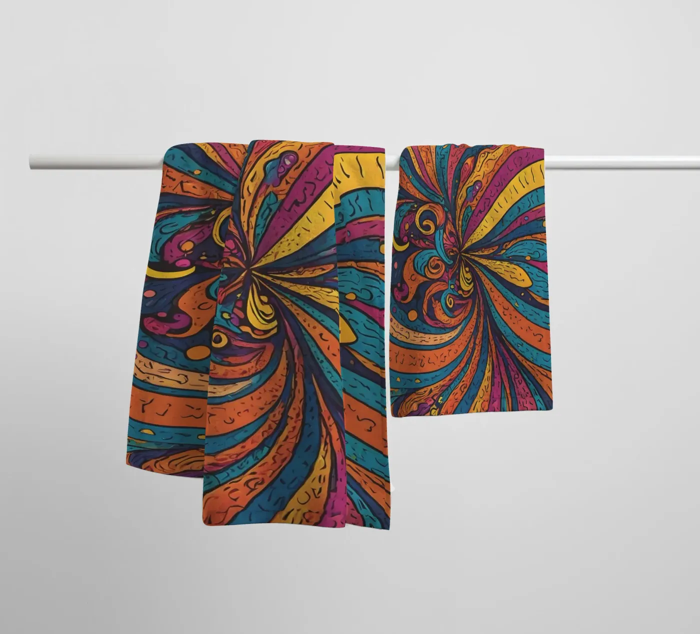 Psychedelisch patroon badhanddoek van Charnwood Prints