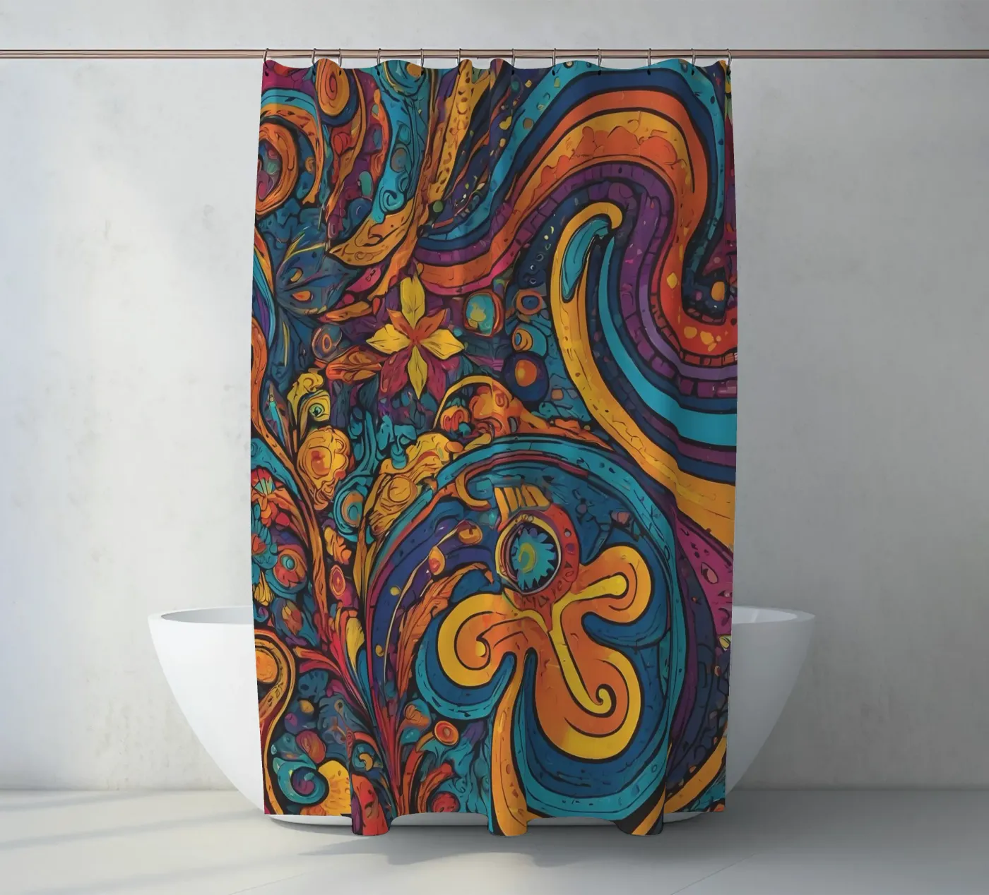 Psychedelic Pattern shower curtain by Charnwood Prints