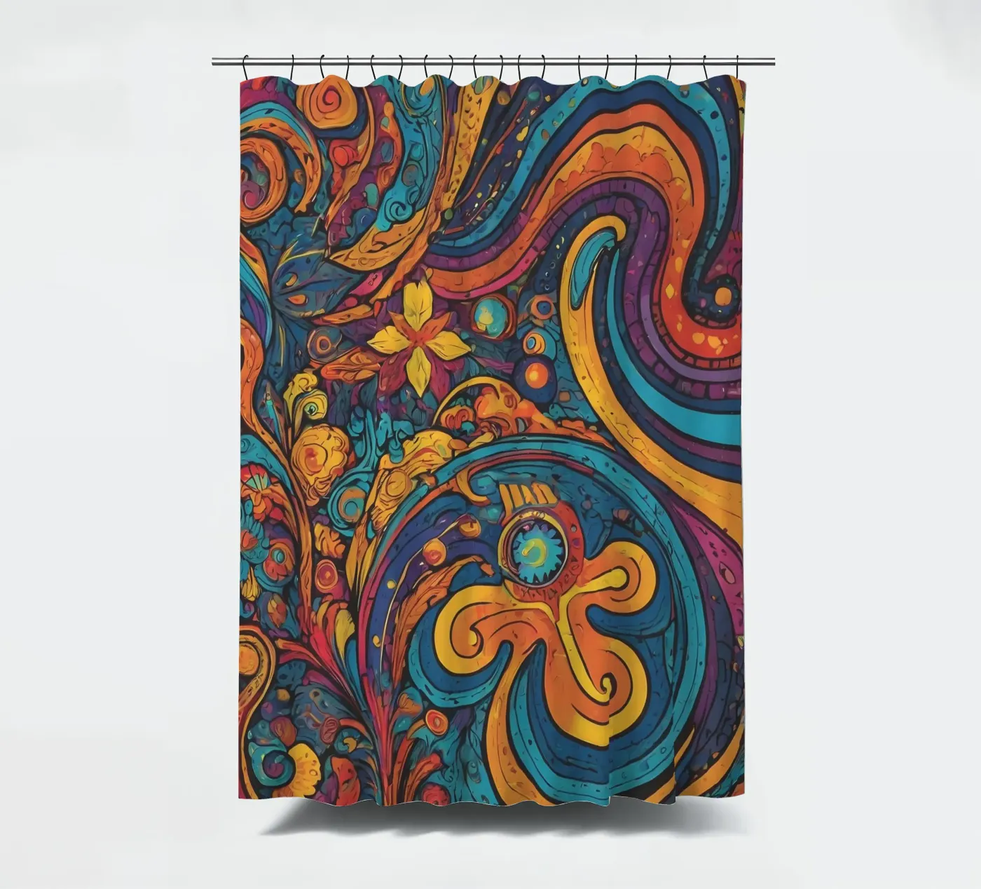 Psychedelic Pattern shower curtain by Charnwood Prints