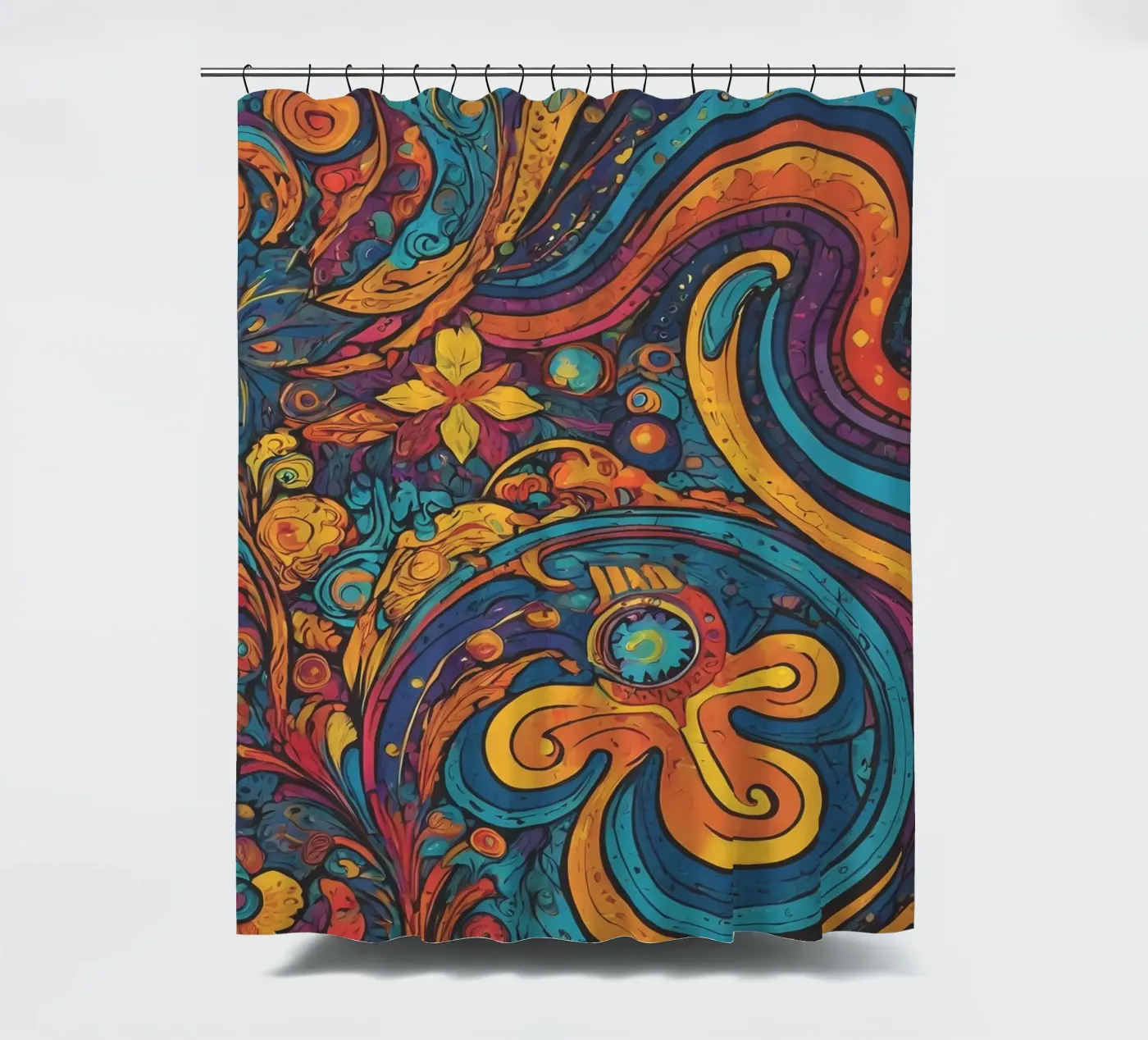 Psychedelic Pattern shower curtain by Charnwood Prints