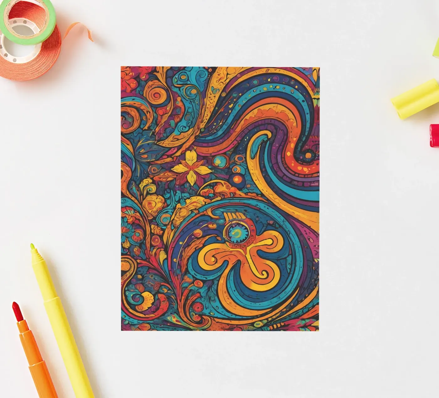 Motif psychédélique autocollant de Charnwood Prints