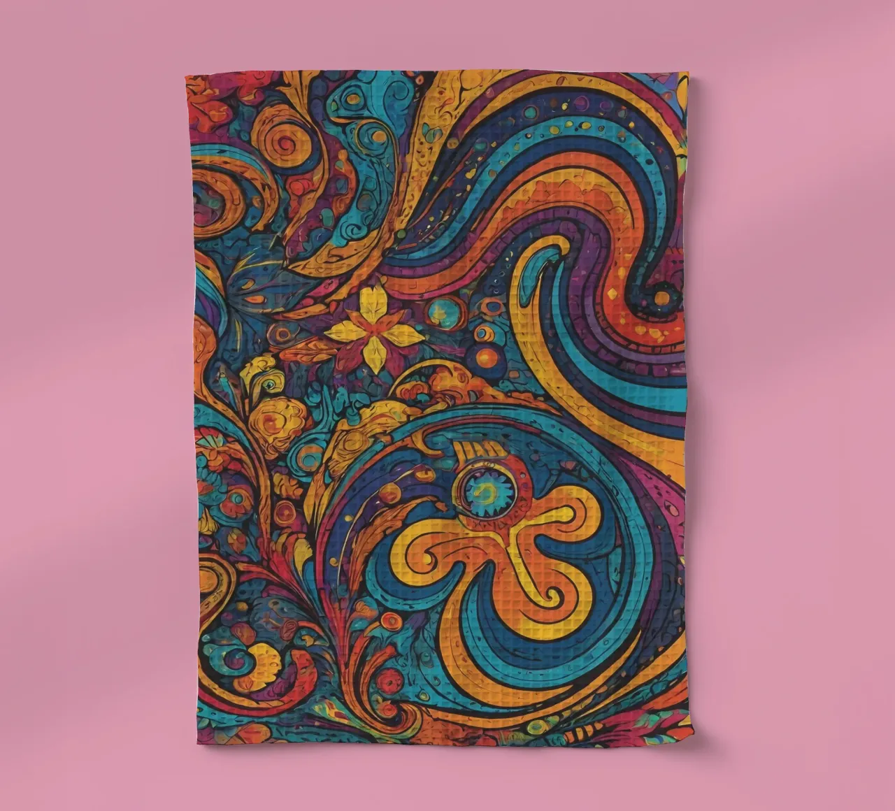 Psychedelic Pattern tea towel by Charnwood Prints