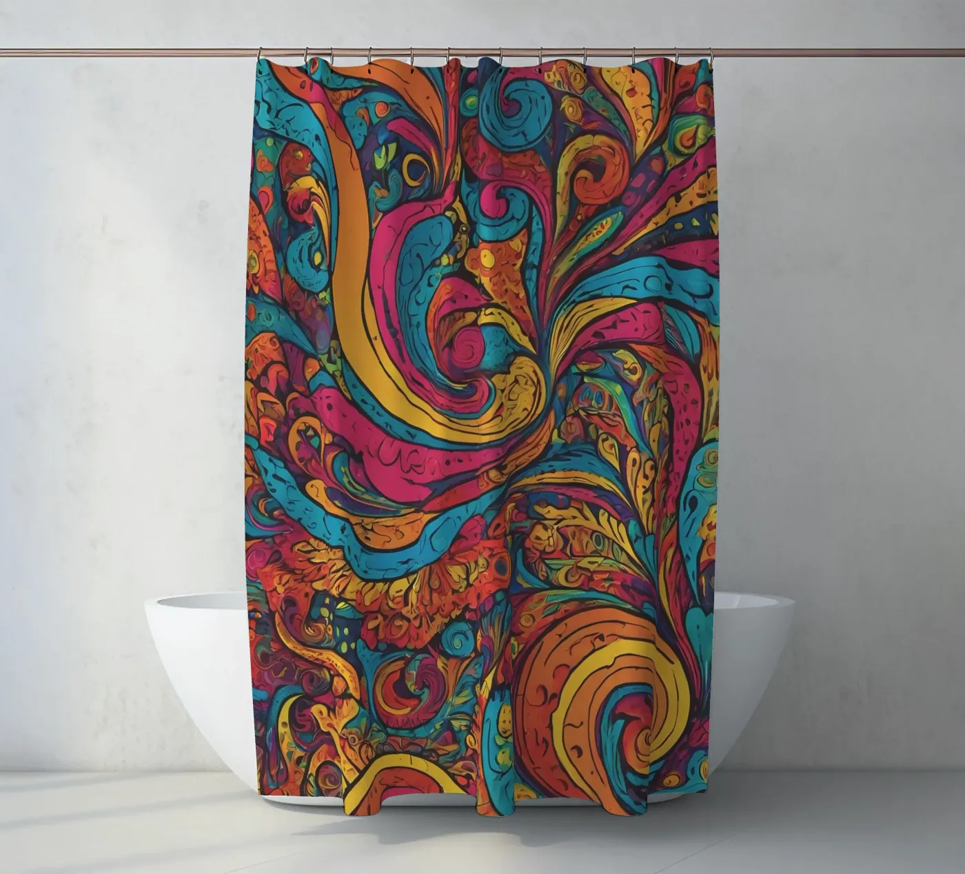 Psychedelic Pattern shower curtain by Charnwood Prints