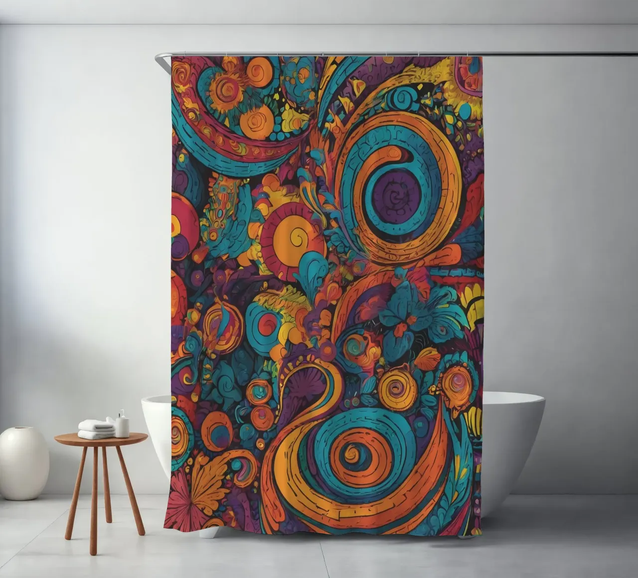 Psychedelic Pattern shower curtain by Charnwood Prints