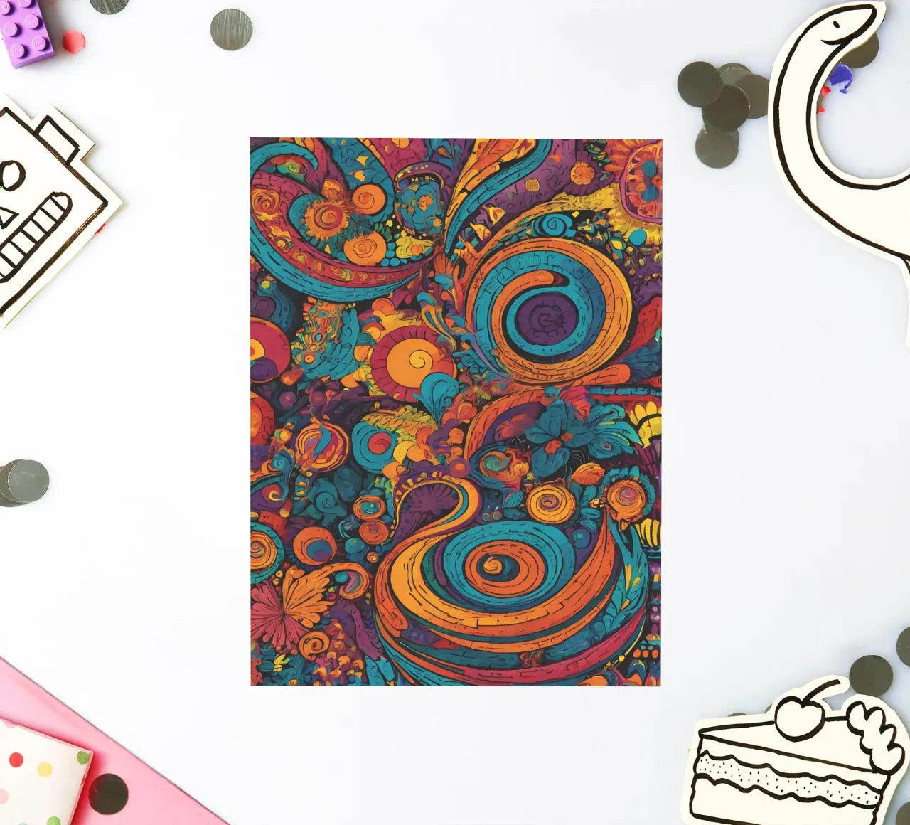 Psychedelic Pattern sticker by Charnwood Prints