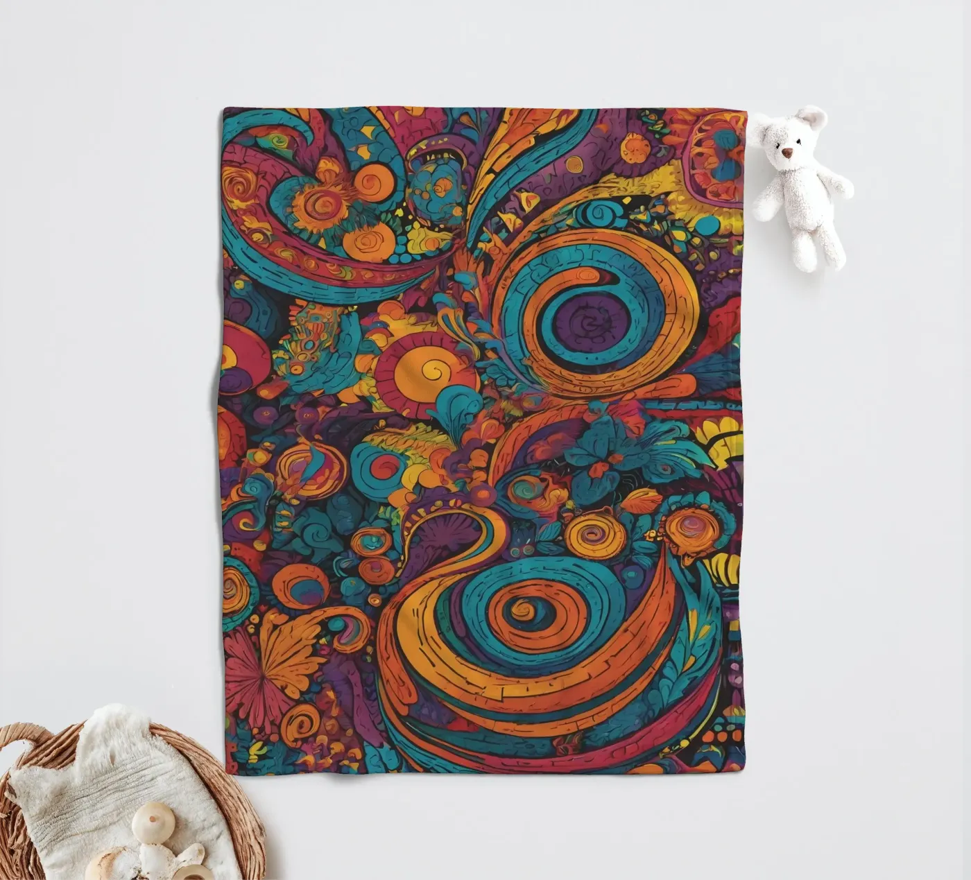 Psychedelic Pattern fleece blanket by Charnwood Prints