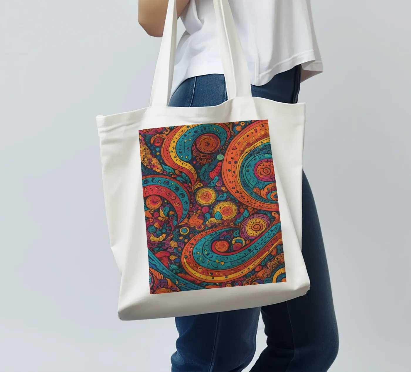 Psychedelic Pattern jute draagtas van Charnwood Prints