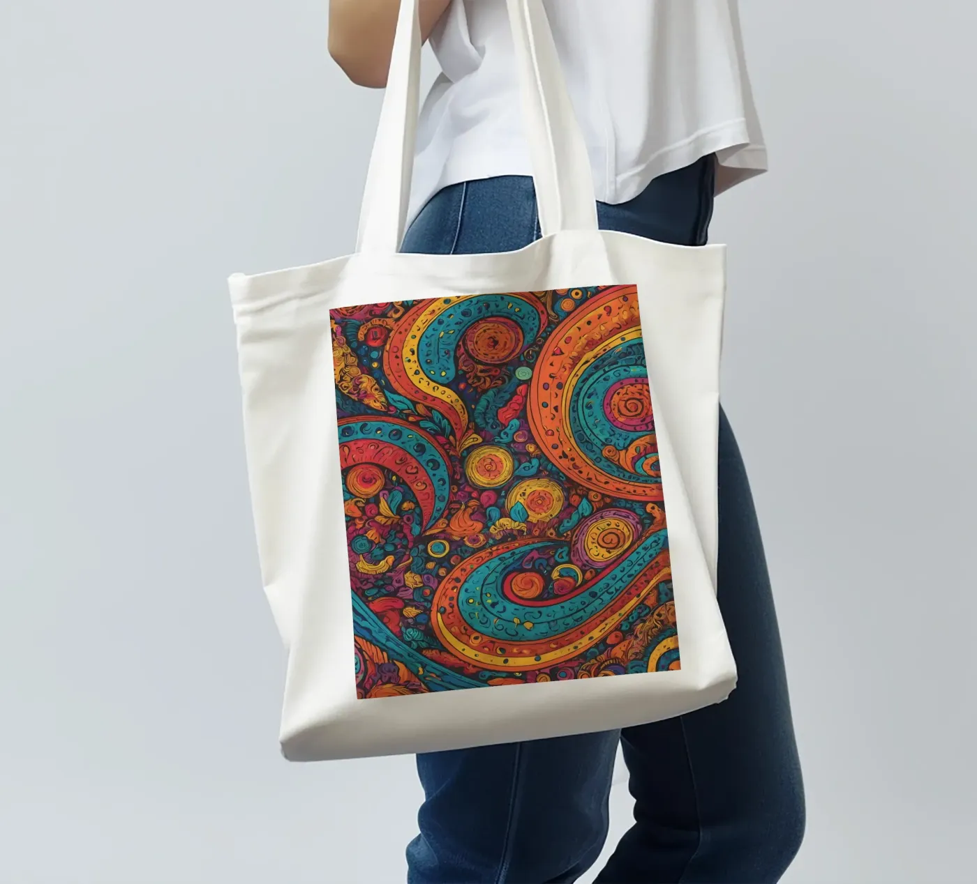 Psychedelic Pattern jute draagtas van Charnwood Prints