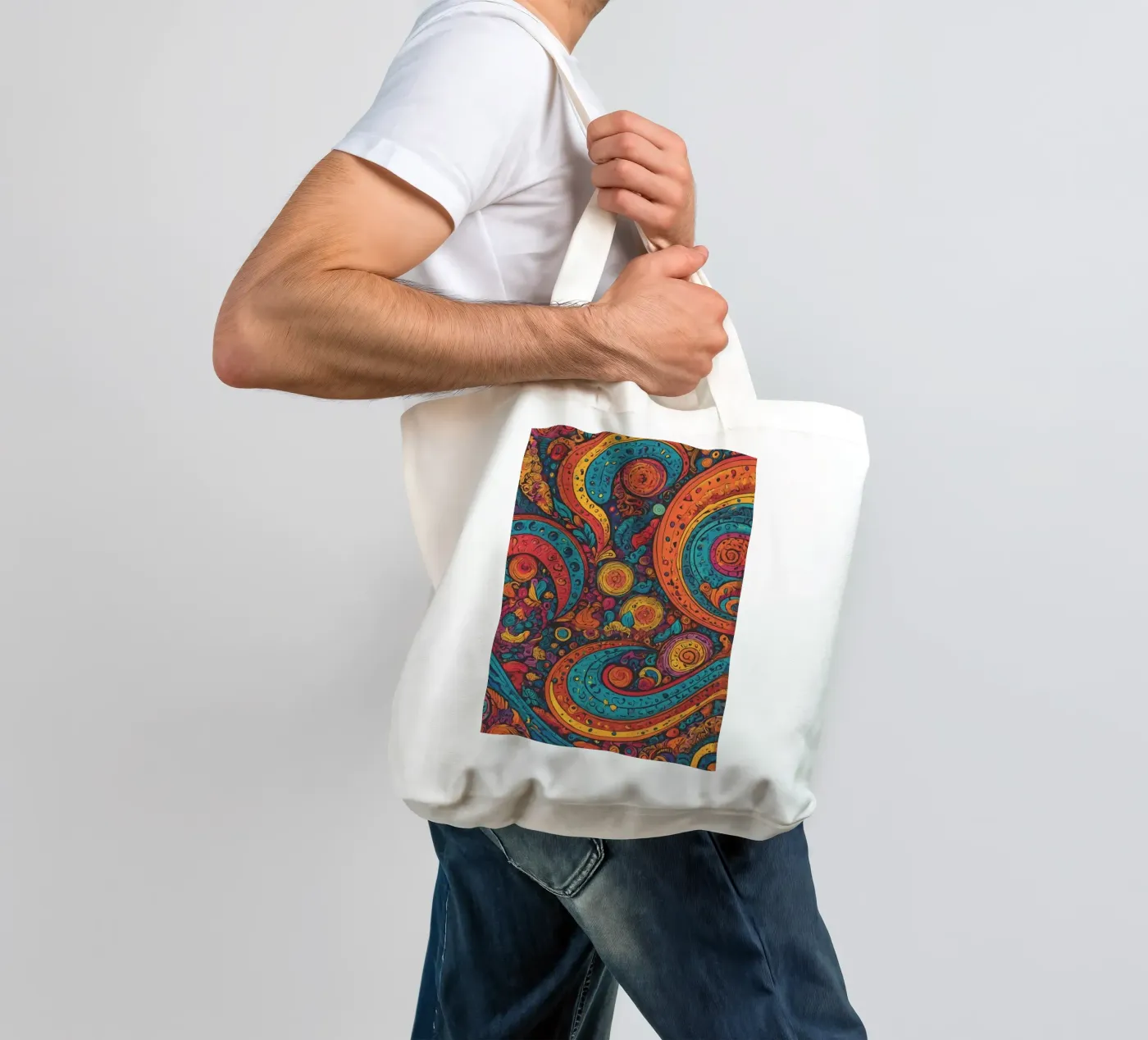 Psychedelic Pattern jute draagtas van Charnwood Prints