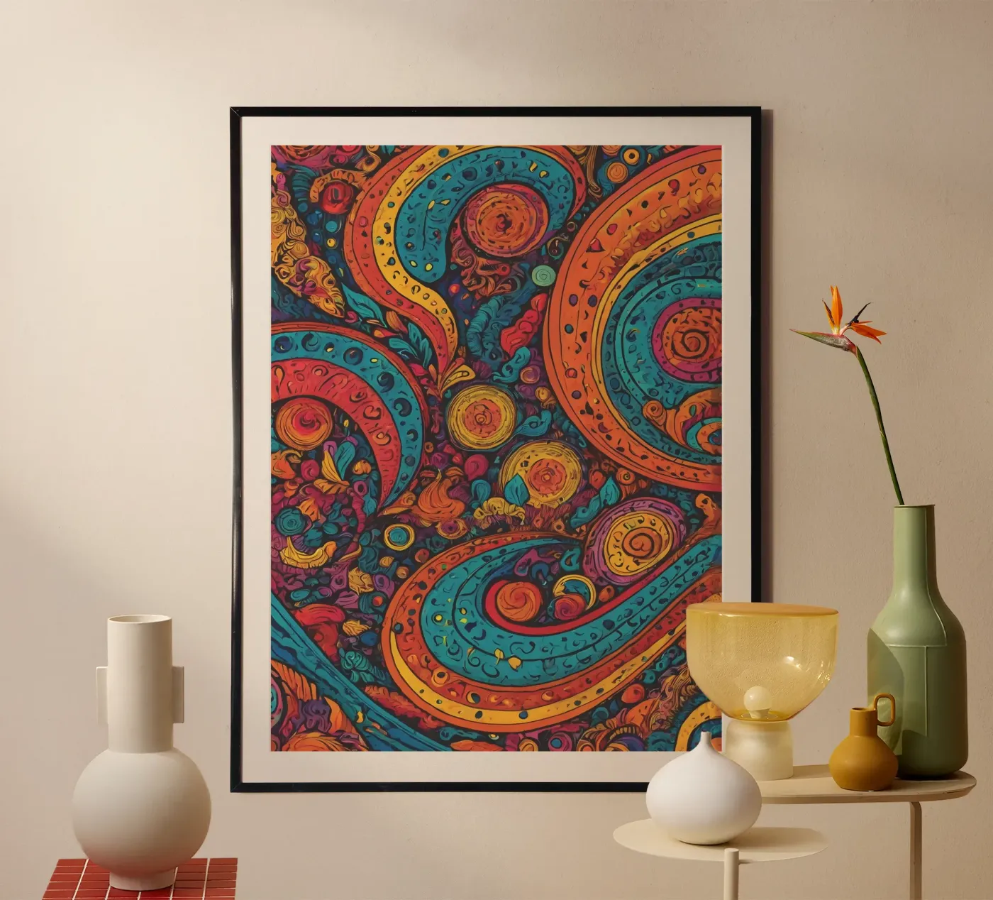 Psychedelisch patroon hahnemühle van Charnwood Prints