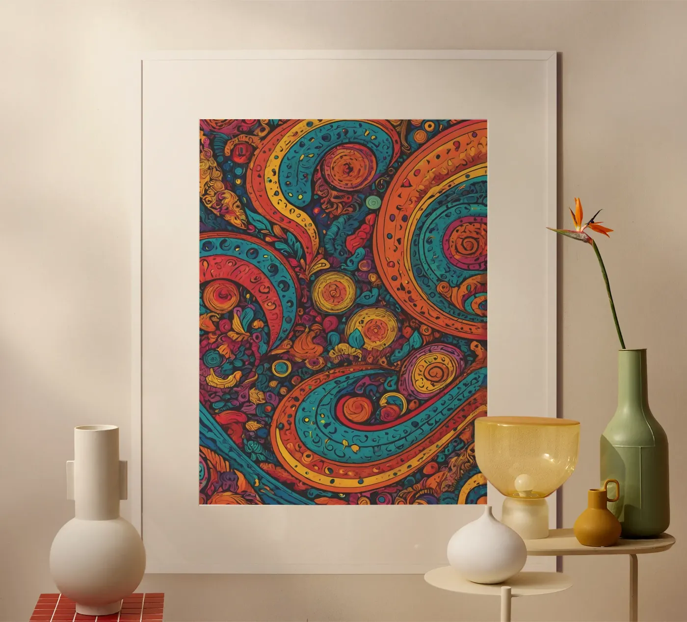 Psychedelisch patroon hahnemühle van Charnwood Prints