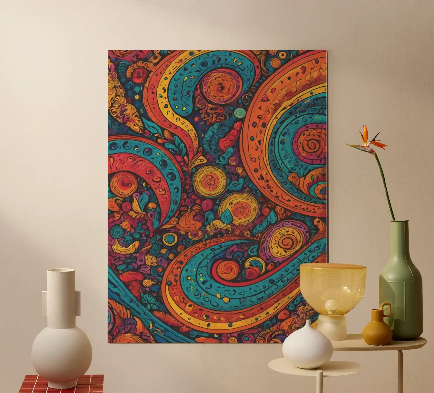 Psychedelisch patroon hahnemühle van Charnwood Prints