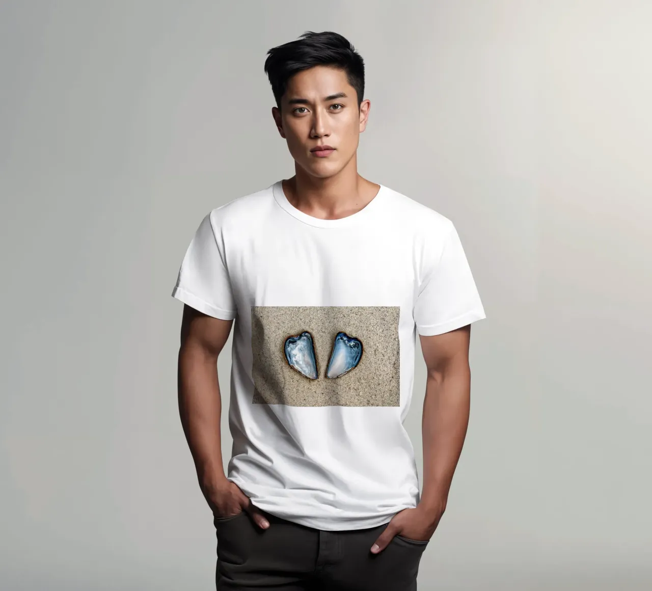 A Symbol of Love and Unity - Two Heart-Shaped Mussels t-shirt by Curious Collections by Marielle Leenders