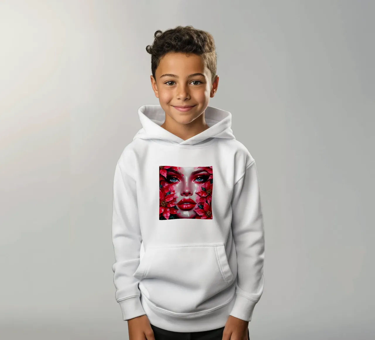 Christmas Poinsettia kids hoodie by ARTOMATIC