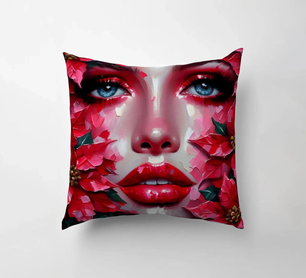 Christmas Poinsettia decorative cushion by ARTOMATIC