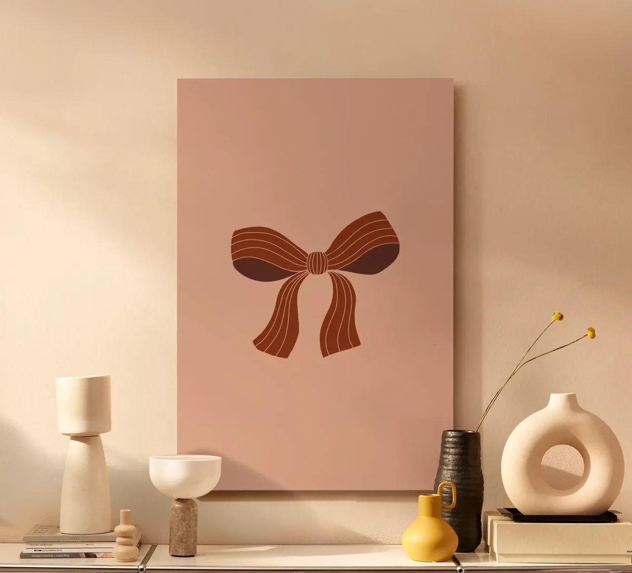 Bow on pink background alluminio dibond da AleksandraAnna