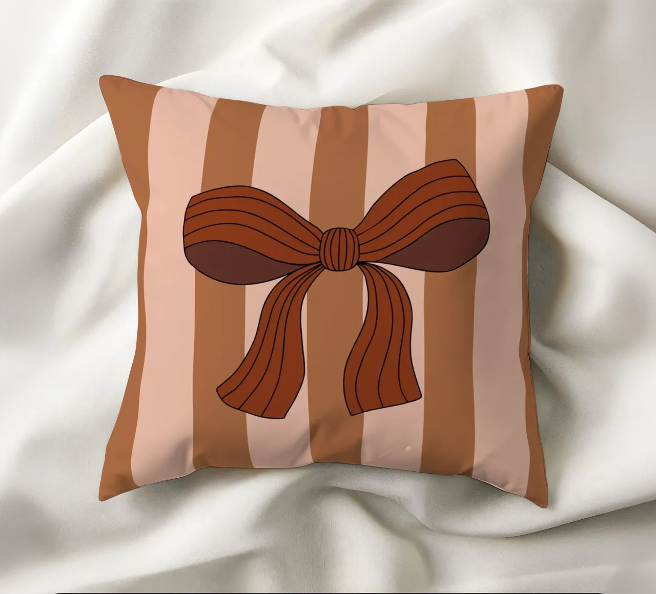 Bow on Striped Pink and Brown Background cuscino da AleksandraAnna