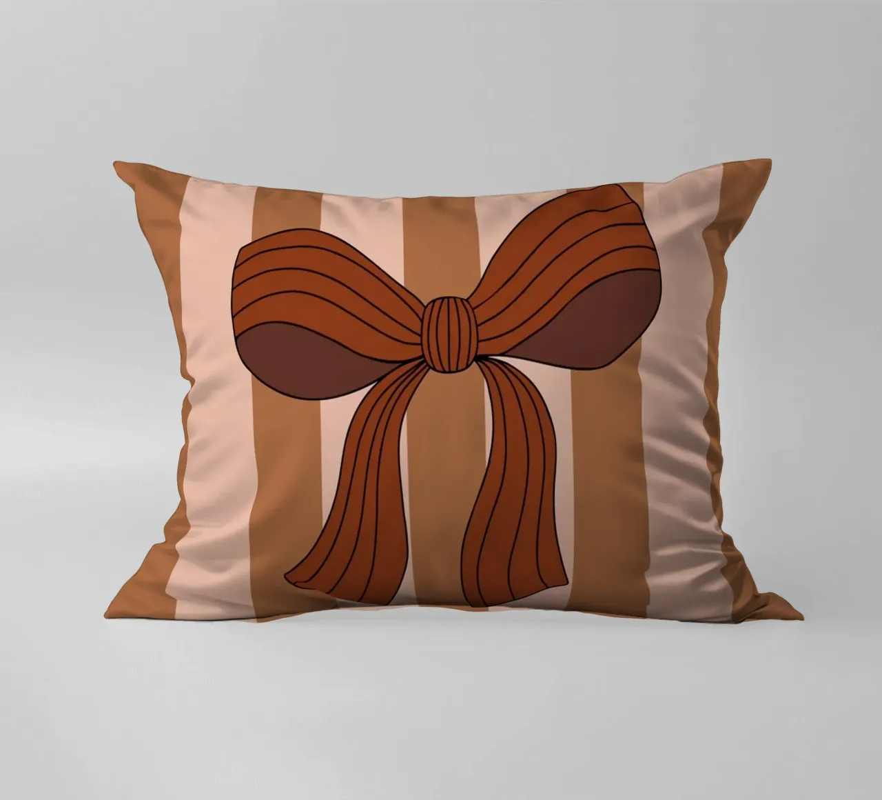 Bow on Striped Pink and Brown Background cuscino da AleksandraAnna