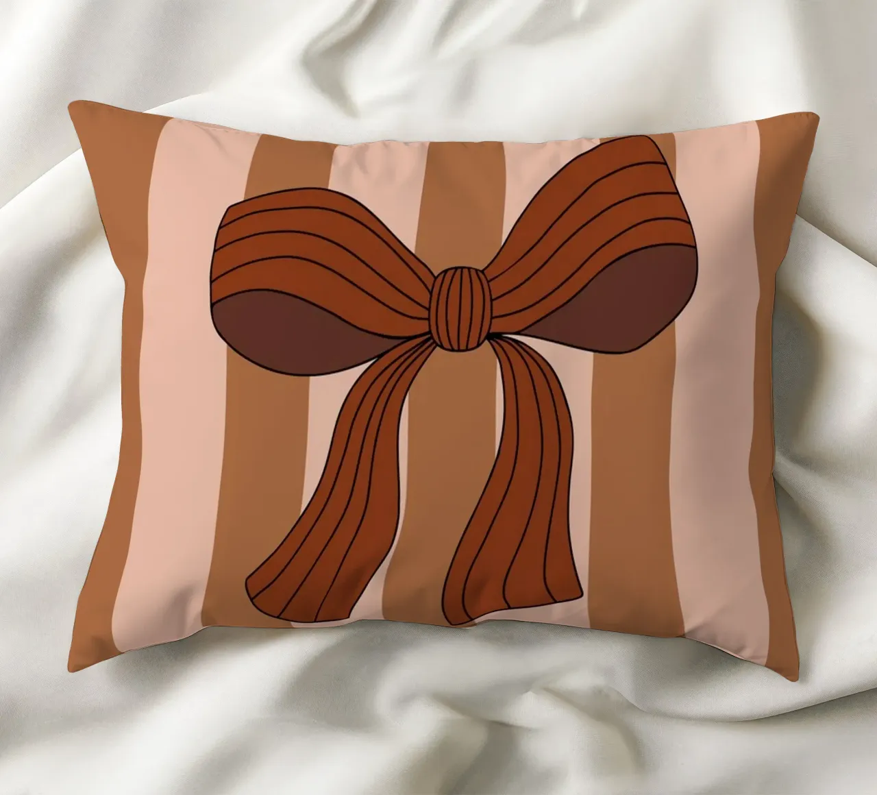 Bow on Striped Pink and Brown Background cuscino da AleksandraAnna