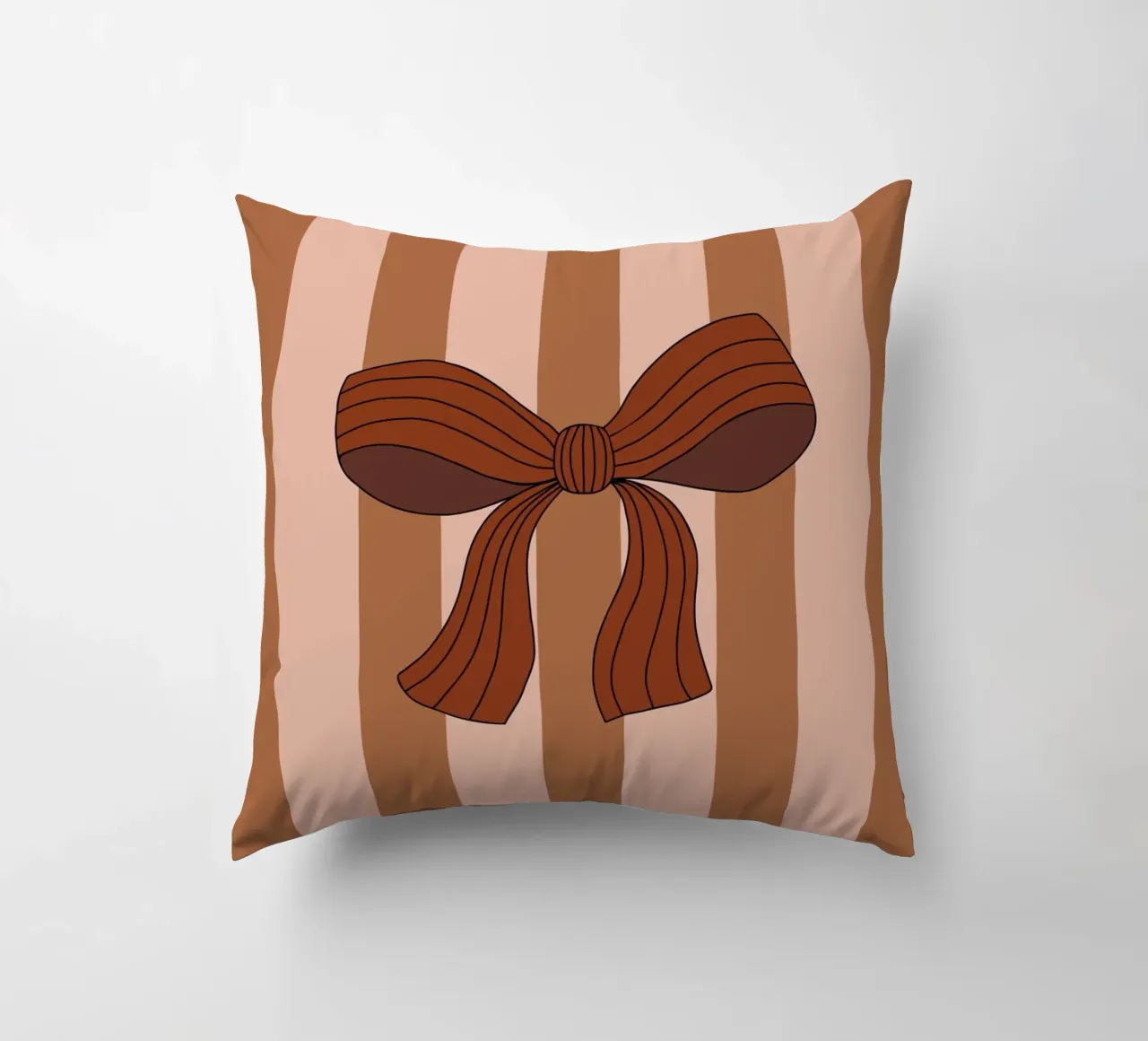 Bow on Striped Pink and Brown Background cuscino da AleksandraAnna