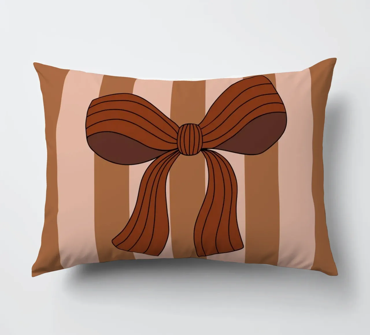 Bow on Striped Pink and Brown Background cuscino da AleksandraAnna