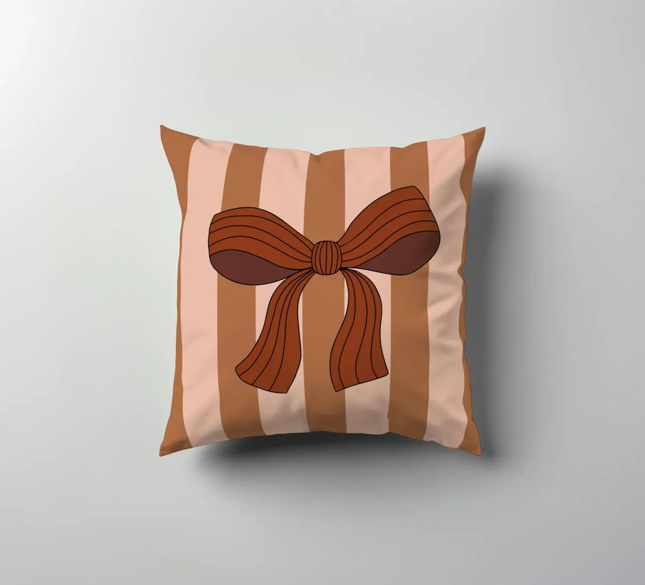 Bow on Striped Pink and Brown Background cuscino da AleksandraAnna
