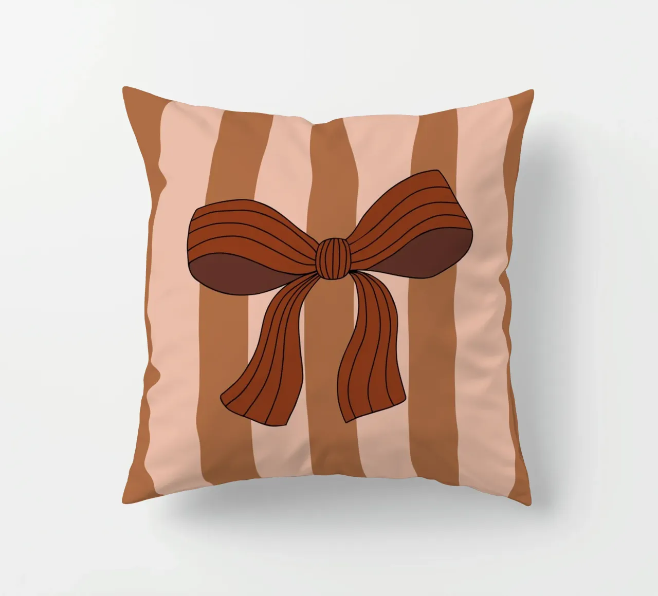 Bow on Striped Pink and Brown Background cuscino da AleksandraAnna