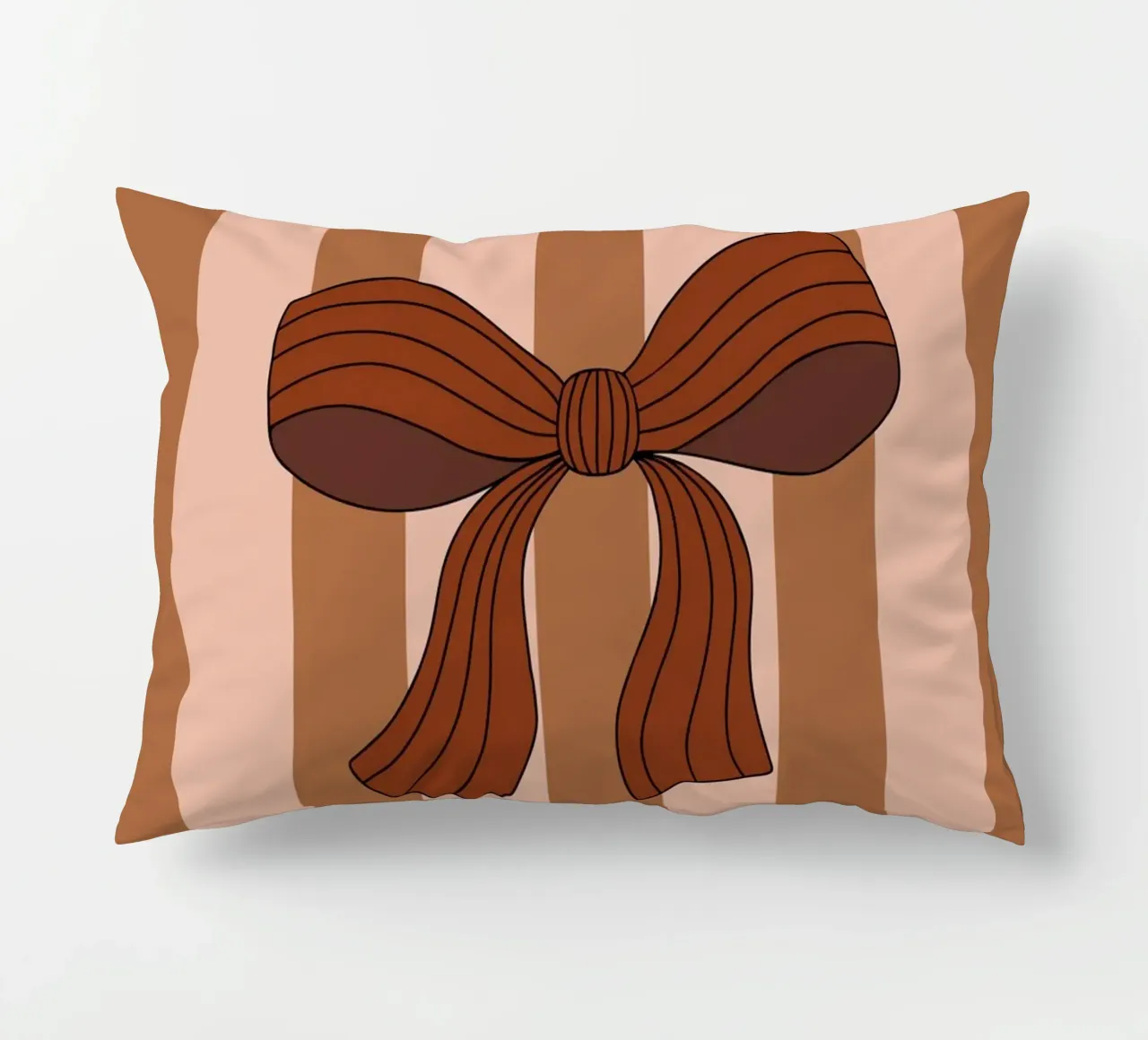 Bow on Striped Pink and Brown Background cuscino da AleksandraAnna