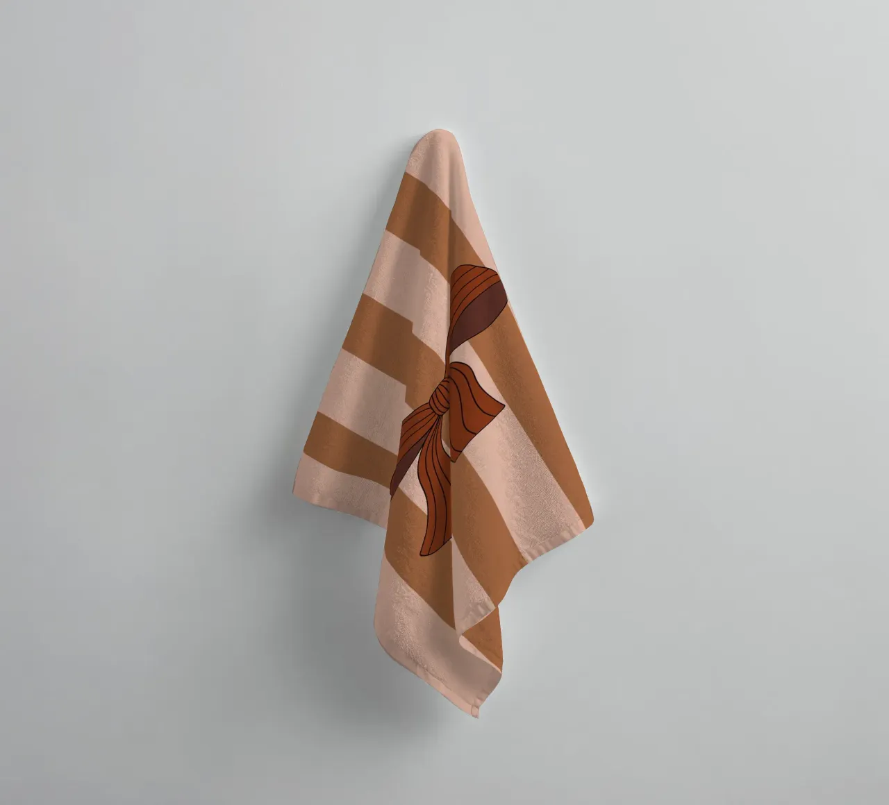 Bow on Striped Pink and Brown Background asciugamano da bagno da AleksandraAnna