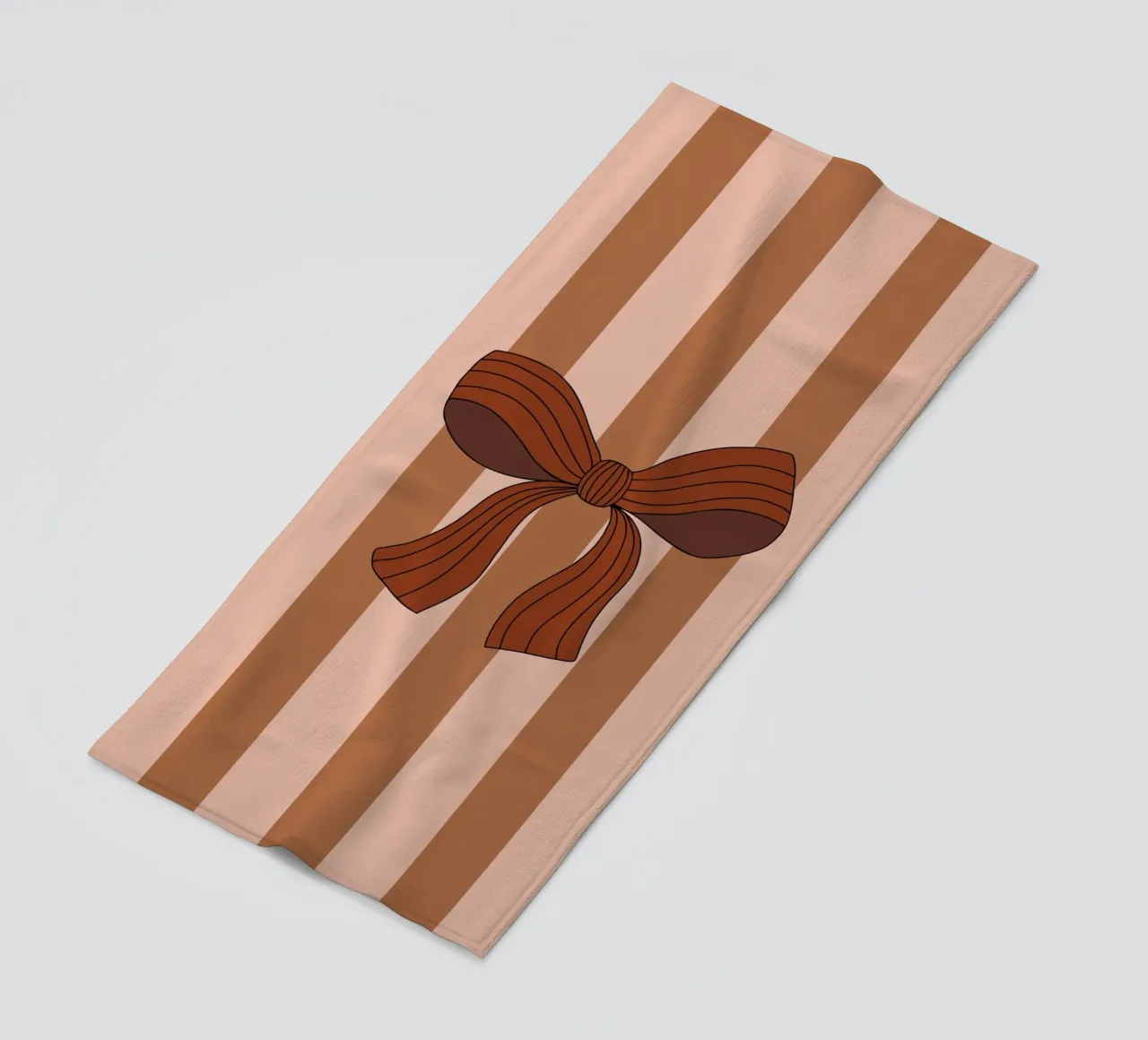 Bow on Striped Pink and Brown Background telo mare da AleksandraAnna