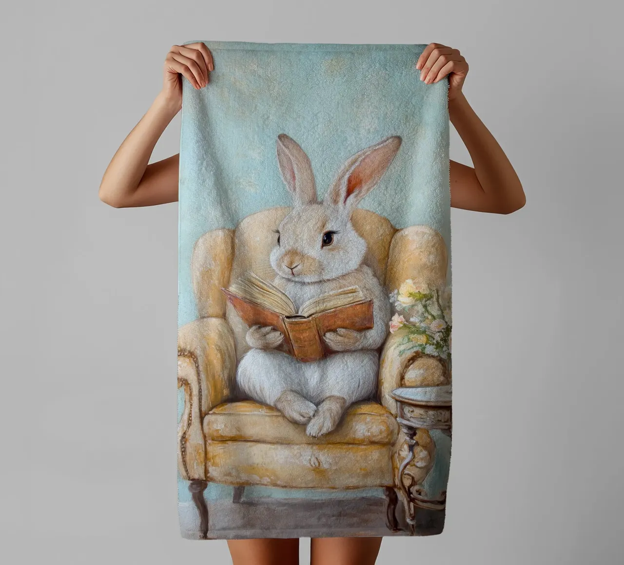 Lapin de lecture serviette de bain de Melloi Art Print