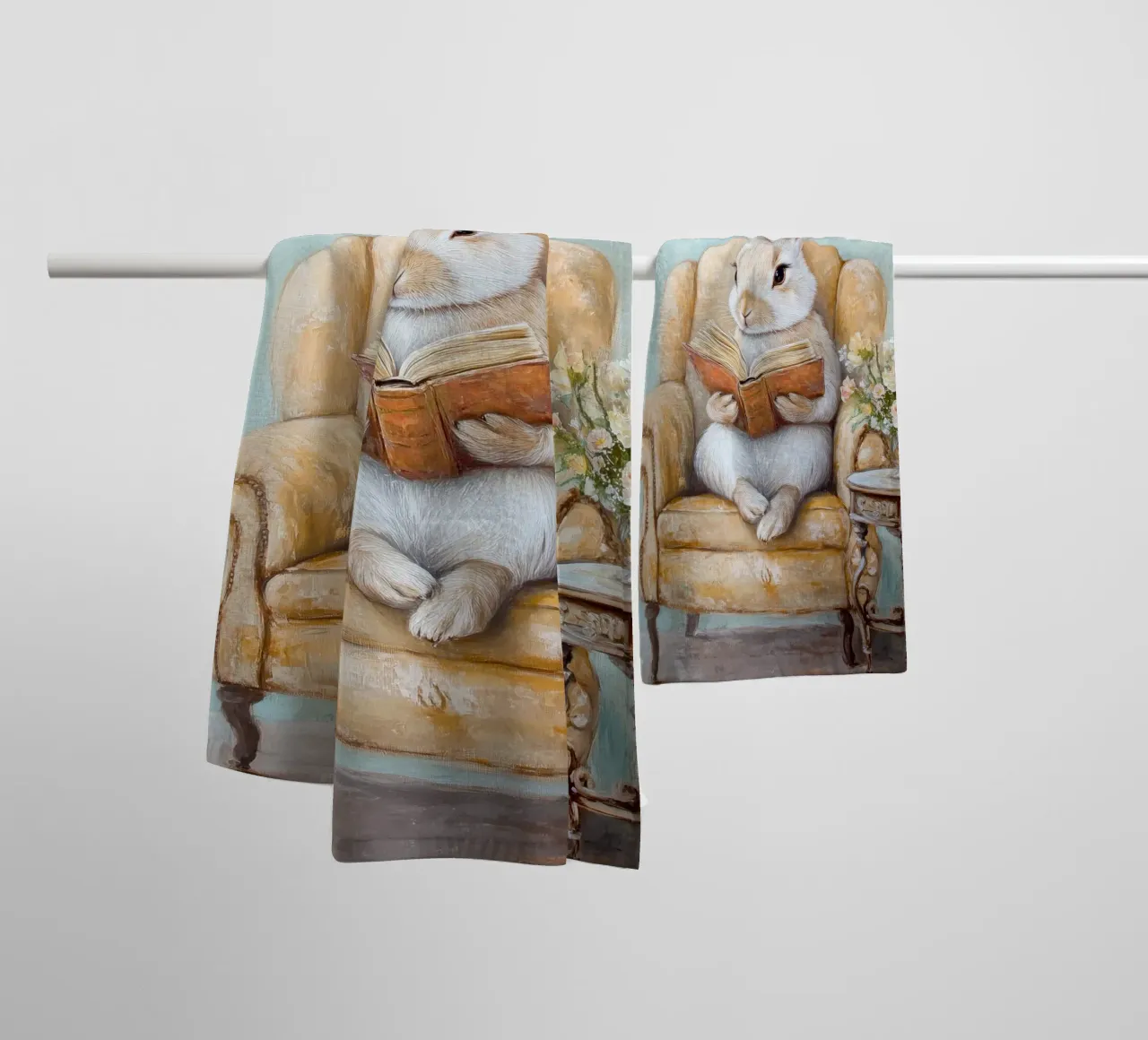 Lapin de lecture serviette de bain de Melloi Art Print