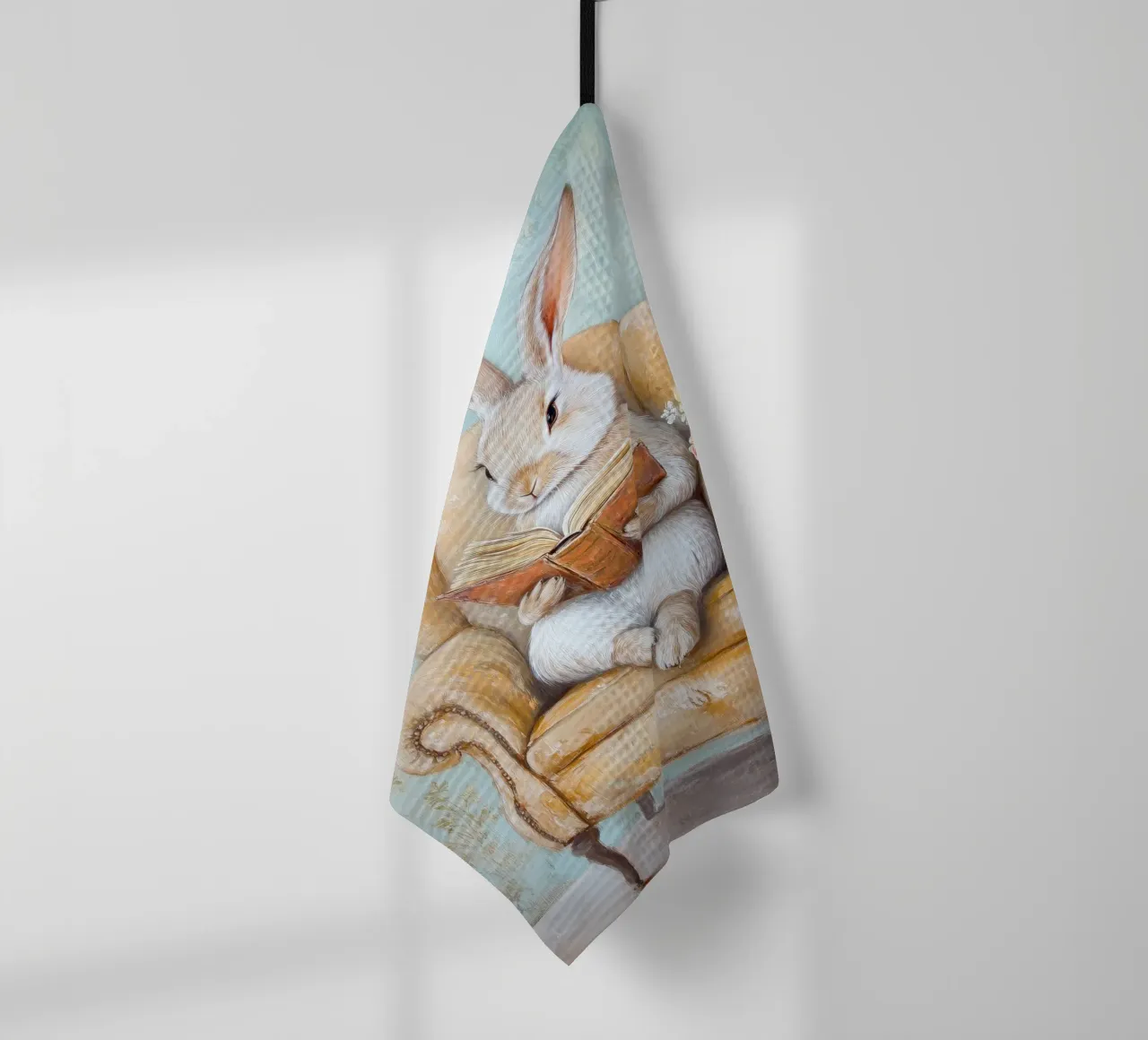 Lapin de lecture torchon de Melloi Art Print