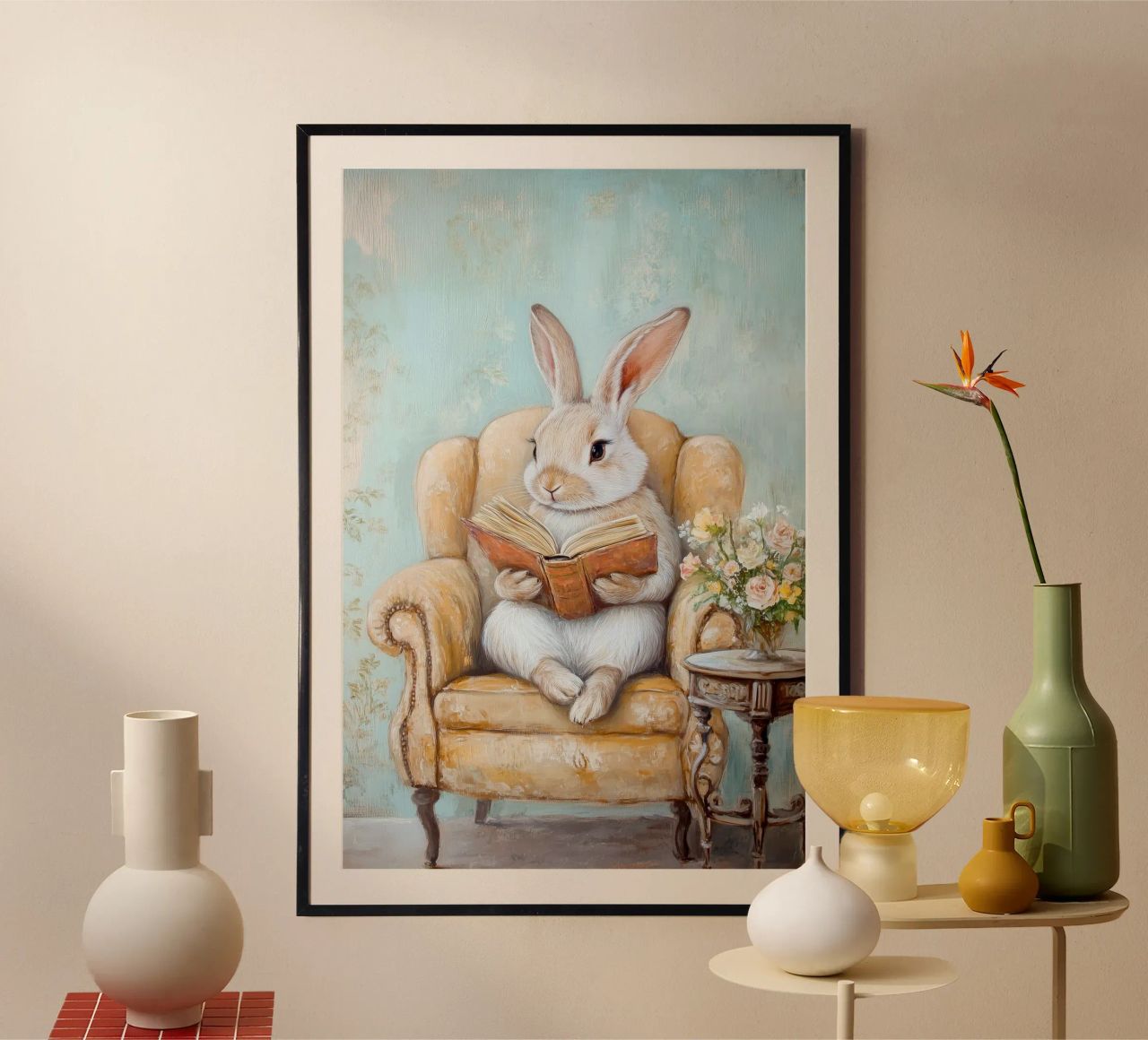 Reading Bunny poster by Melloi Art Print